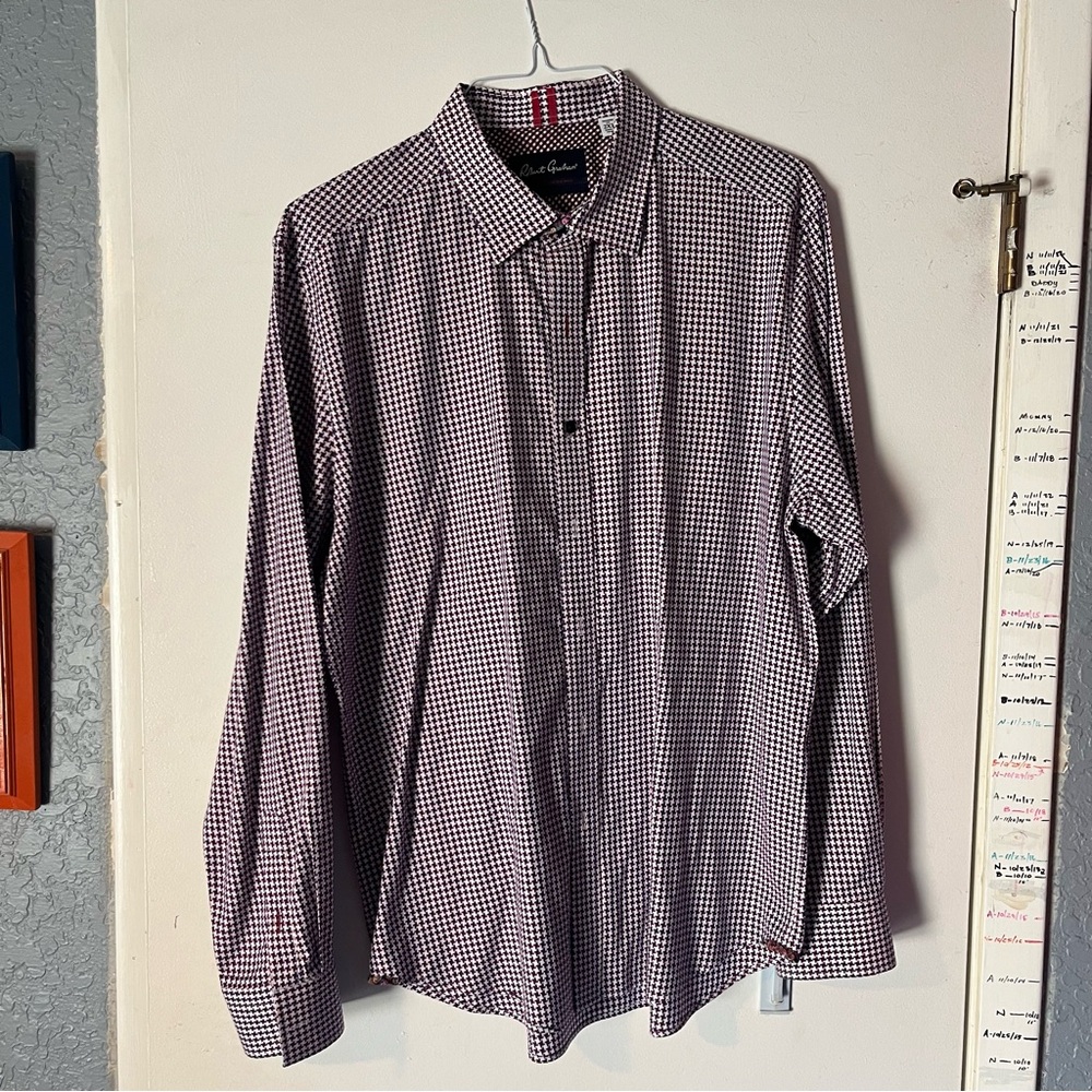 Robert Graham Men's Burgundy and White Check Dress Shirt
